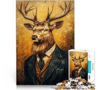 Puzzles de 1000 pièces pour Adolescents Peinture de cerf en Costume Défi Difficile Décoration Murale, Cadeaux Uniques pour Anniversaire et Noël 52x38cm