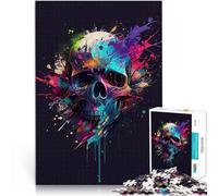Puzzles de 1000 pièces pour Adolescents Peinture de crâne colorée Jouets de Jeu stimulants Décoration d'intérieur 52x38cm