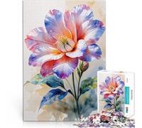 Puzzles de 1000 pièces pour Adolescents Peinture de Fleurs à l'aquarelle Casse-tête pour avec Affiche et Feuille de Questions correspondantes 38x26cm
