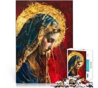 Puzzles de 1000 pièces pour Adolescents Peinture de la Vierge Marie Casse-tête Décoration Murale, Cadeaux Uniques pour Anniversaire et Noël 52x38cm