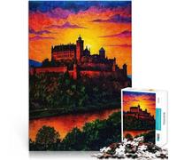 Puzzles de 1000 pièces pour Adolescents Peinture du Coucher de Soleil du château de Heidelberg Jouets éducatifs Jeu de défi Unique 75x50cm