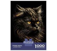 Puzzles De 1000 Pièces pour Adolescents Persian Cats Black Gold Puzzle Jeux Relaxants Une Œuvre d'art Cadeaux d'anniversaire Uniques 52x38cm/1000pcs