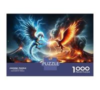 Puzzles De 1000 Pièces pour Adolescents Phoenix Vs. Dragon Battle Puzzles pour Adolescents Vacances À La Maison Tuer Le Temps Stimuler Le Cerveau Amusant en Famille Et Soirée Jeux 52x38cm/1000pcs