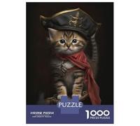 Puzzles De 1000 Pièces pour Adolescents Pirate Kitten Puzzles pour Adultes : Un Jeu De Réflexion Amusant Et Humoristique, Idéal en Cadeau pour Toute La Famille 52x38cm/1000pcs