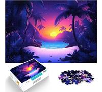 Puzzles de 1000 pièces pour Adolescents Plage Tropicale au Coucher du Soleil Jouets de Jeu Décoration d'intérieur 38x26cm