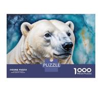 Puzzles De 1000 Pièces pour Adolescents Polar Bear Portrait with Abstract Background Puzzle Adulte Jeu Familial Décoration Parfaite Activités Amusantes À La Maison 38x26cm/1000pcs