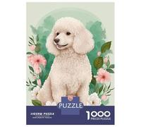 Puzzles De 1000 Pièces pour Adolescents Poodle Floral Portrait Casse-têtes pour Adultes, Jeu De Réflexion, Difficile, Amusant, Activités À La Maison 52x38cm/1000pcs