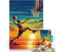 Puzzles de 1000 pièces pour Adolescents Pop Art de Basket-Ball au Coucher du Soleil Casse-tête Cadeau Amusant 75x50cm
