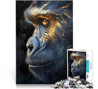 Puzzles de 1000 pièces pour Adolescents Portrait d'animal de Gorille doré défi éducatif Renforcer l'amour Entre Les Couples 52x38cm