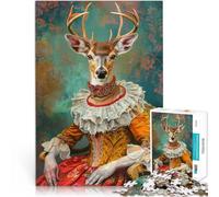 Puzzles de 1000 pièces pour Adolescents Portrait de cerf Rococo Séjour Anti-Stress pour Tuer Le Temps Idées Cadeaux 38x26cm