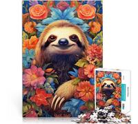 Puzzles de 1000 pièces pour Adolescents Portrait de Fleur de Paresseux Jouets éducatifs Jeu éducatif pour Anniversaire, Noël 75x50cm