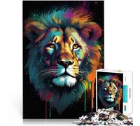 Puzzles de 1000 pièces pour Adolescents Portrait de Lion coloré 4 Jeu éducatif Défi Jouet Améliorer la mémoire 38x26cm