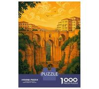 Puzzles De 1000 Pièces pour Adolescents Puente Nuevo Bridge in Ronda, Spain Puzzle Adulte Puzzle DIY Jouets Course De Vitesse Manuelle Aide À Exercer Le Cerveau 52x38cm/1000pcs