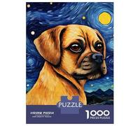 Puzzles De 1000 Pièces Pour Adolescents Puggle Dog Starry Night Puzzles Pour Adultes Vacances À La Maison Tuer Le Temps Entraîner Son Cerveau Et Ses Mains Cadeau D'anniversaire, Cadeaux De Voyage, 52x