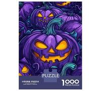 Puzzles De 1000 Pièces pour Adolescents Purple Halloween Pumpkins Puzzles pour Adultes Jeux Relaxants Cadeaux pour Femmes Interaction Parent-Enfant 52x38cm/1000pcs