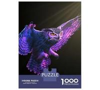 Puzzles De 1000 Pièces pour Adolescents Purple Owl in Flight Puzzles pour Adultes Jeux Amusants Décoration Parfaite pour Un Anniversaire, Noël 52x38cm/1000pcs