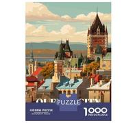 Puzzles De 1000 Pièces pour Adolescents Quebec City Vintage Travel Puzzles pour Adolescents Découpe De Précision Stimule Le Cerveau Cadeaux Anti-Stress 70x50cm/1000pcs