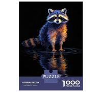 Puzzles De 1000 Pièces pour Adolescents Raccoon Reflection in Water Puzzle pour Adultes Relax Games Hand Speed Race Offre Cadeaux pour Toute La Famille 52x38cm/1000pcs