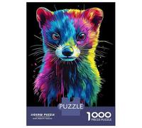 Puzzles De 1000 Pièces pour Adolescents Rainbow Pop Art Ferret Portrait Puzzle pour Adultes Jeu Manuel Amusant Et Humoristique Aide À Exercer Le Cerveau 52x38cm/1000pcs