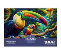 Puzzles De 1000 Pièces pour Adolescents Rainbow Toucan in Amazon Rainforest Puzzles pour Adultes Jeux Relaxants Décoration Intérieure pour Anniversaire, Noël 70x50cm/1000pcs