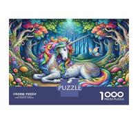 Puzzles De 1000 Pièces pour Adolescents Rainbow Unicorn Fantasy Forest Puzzle pour Adultes Jouet Décoration Murale Défi Difficile À Compléter 70x50cm/1000pcs