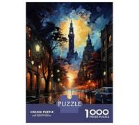 Puzzles De 1000 Pièces pour Adolescents Rainy Cityscape with Cathedral Puzzle pour Adolescents Améliore La Mémoire Chaque Pièce Est Unique - Cadeau d'anniversaire Unique 38x26cm/1000pcs