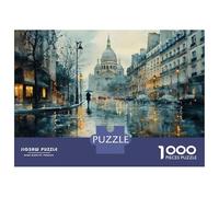 Puzzles De 1000 Pièces pour Adolescents Rainy Paris Street Scene Puzzles pour Adultes Améliorent La Mémoire Casse-tête Difficile Et Stimulant Jeux De Réflexion en Famille 38x26cm/1000pcs