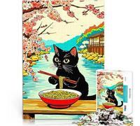 Puzzles de 1000 pièces pour Adolescents Ramen pour Chats au Japon Jouets Anti-Stress Liste de souhaits avec Le Père Noël 38x52cm