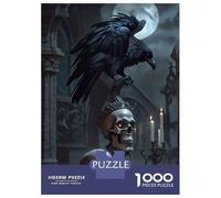 Puzzles De 1000 Pièces pour Adolescents Raven and Goth Skulls 2 Puzzles pour Adultes, Jouets Anti-Stress, Défi Difficile, Cadeaux d'anniversaire Et Cadeaux Uniques 52x38cm/1000pcs