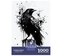 Puzzles De 1000 Pièces pour Adolescents Raven Black and White Casse-têtes pour Adultes, Jeu De Réflexion, Difficile, Amusant, Activités À La Maison 52x38cm/1000pcs