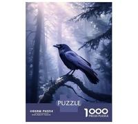 Puzzles De 1000 Pièces pour Adolescents Raven Crow in Misty Forest Puzzle Adulte Jeu Manuel Améliore La Mémoire Réduit Le Stress Cadeaux 38x26cm/1000pcs