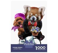 Puzzles De 1000 Pièces pour Adolescents Red Panda with Poodle Dog Puzzle À Monter Soi-même, Jouets pour S'amuser en Famille, Cadeau d'anniversaire Ou De Noël 52x38cm/1000pcs
