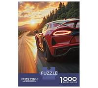 Puzzles De 1000 Pièces pour Adolescents Red Sports Car Sunset Drive Puzzle pour Adultes Jeu Manuel D'assemblage De Motifs pour Anniversaire, Noël 38x26cm/1000pcs
