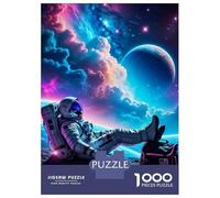 Puzzles De 1000 Pièces pour Adolescents Relax Astronaut in Space Puzzle Adulte Jeu Manuel Cadeaux pour Femmes pour Anniversaire, Noël 52x38cm/1000pcs
