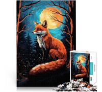 Puzzles de 1000 pièces pour Adolescents Renard Animal de la forêt Jeu de Casse-tête avec Affiche et Feuille de Questions correspondantes 38x26cm