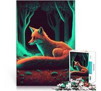 Puzzles de 1000 pièces pour Adolescents Renard néon Jeux éducatifs Décoration d'intérieur Convient pour la décoration de Bureau 52x38cm