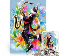Puzzles de 1000 pièces pour Adolescents Résumé du Chat Jazz Jouet éducatif d'apprentissage Cadeau d'œuvre d'art 52x38cm