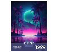 Puzzles De 1000 Pièces pour Adolescents Retro Synthwave Oasis Puzzles pour Adultes Jeux De Société Cadeaux pour Femmes Stimule Le Cerveau 52x38cm/1000pcs