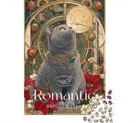 Puzzles De 1000 Pièces pour Adolescents Romantic Cat Art Print-1 Puzzles pour Adolescents Jeux Relaxants pour S'amuser en Famille Offrez-Leur Un Cadeau 70x50cm/1000pcs