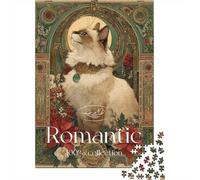 Puzzles De 1000 Pièces pour Adolescents Romantic Cat Art Print-4 Puzzles pour Adultes, Jeu Familial, Assemblage De Motifs, Cadeaux d'anniversaire Uniques 52x38cm/1000pcs