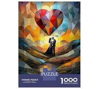 Puzzles De 1000 Pièces pour Adolescents Romantic Embrace Under A Stained Glass Heart Puzzle Jeux De Famille Décoration Intérieure Cadeaux d'anniversaire Uniques 38x26cm/1000pcs