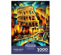 Puzzles De 1000 Pièces pour Adolescents Rome Cubist Heritage - Modern Geometric Colosseum Puzzle Jeux Relaxants Une Œuvre d'art Cadeaux d'anniversaire Uniques 52x38cm/1000pcs