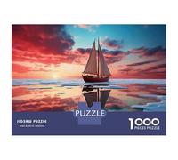 Puzzles De 1000 Pièces Pour Adolescents Sailboat Reflections on Water Puzzles Pour Adolescents - Niveau De Difficulté : Difficile - Chaque Pièce Est Unique - Cadeau D'anniversaire, Cadeaux, 38x26cm/10