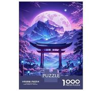 Puzzles De 1000 Pièces pour Adolescents Sakura Moonlit Lake Puzzles pour Adultes Jeux Amusants Décoration Parfaite pour Un Anniversaire, Noël 52x38cm/1000pcs