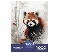 Puzzles de 1000 pièces pour adolescents Sauvage Rouge Panda Ink Wash Puzzles pour Adultes, Jouets de Bricolage pour Plaisir en Famille pour Anniversaire, Noël 38 x 26 cm/1000 pièces