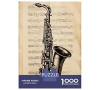 Puzzles De 1000 Pièces pour Adolescents Saxophone Sheet Music Puzzle Jeux Relaxants Cadeaux pour Femmes Cadeaux De Noël Et d'anniversaire 38x26cm/1000pcs