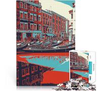 Puzzles de 1000 pièces pour Adolescents Scène de gondole à Venise Coupe de précision Liste de souhaits avec Le Père Noël 75x50cm