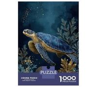 Puzzles De 1000 Pièces pour Adolescents Sea Turtle in Deep Blue Ocean Puzzle pour Adolescents Améliore La Mémoire Chaque Pièce Est Unique - Cadeau d'anniversaire Unique 52x38cm/1000pcs