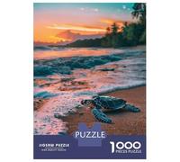 Puzzles De 1000 Pièces Pour Adolescents Sea Turtle Sunset Beach Ocean Sea Sand Puzzles Pour Adultes, Jeux De Société En Famille, Défi Difficile, Idéal Comme Cadeau Pour Toute La Famille 52x38cm/1000pc