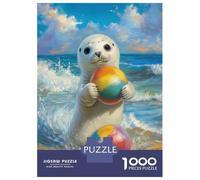 Puzzles De 1000 Pièces pour Adolescents Seal Playing with Beach Balls Puzzle Jeux De Famille Décoration Intérieure Cadeaux d'anniversaire Uniques 70x50cm/1000pcs